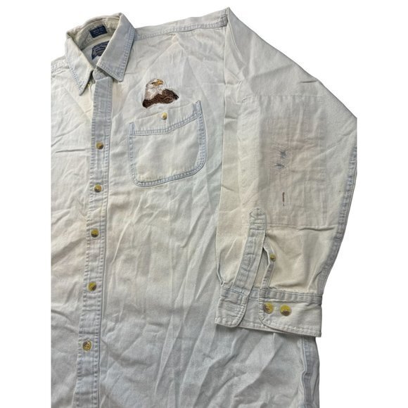 VINTAGE 90'S DENIM BUTTON UP SHIRT WITH EAGLE SIZE 2XL | E1 - Picture 4 of 9
